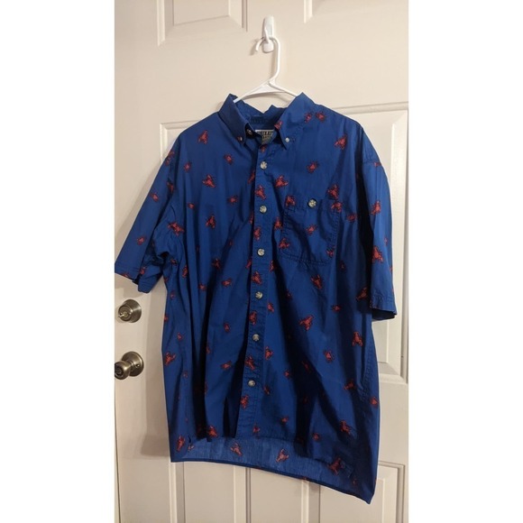 Duluth Trading Company Crab All Over Large Button Up Shirt - Picture 1 of 5